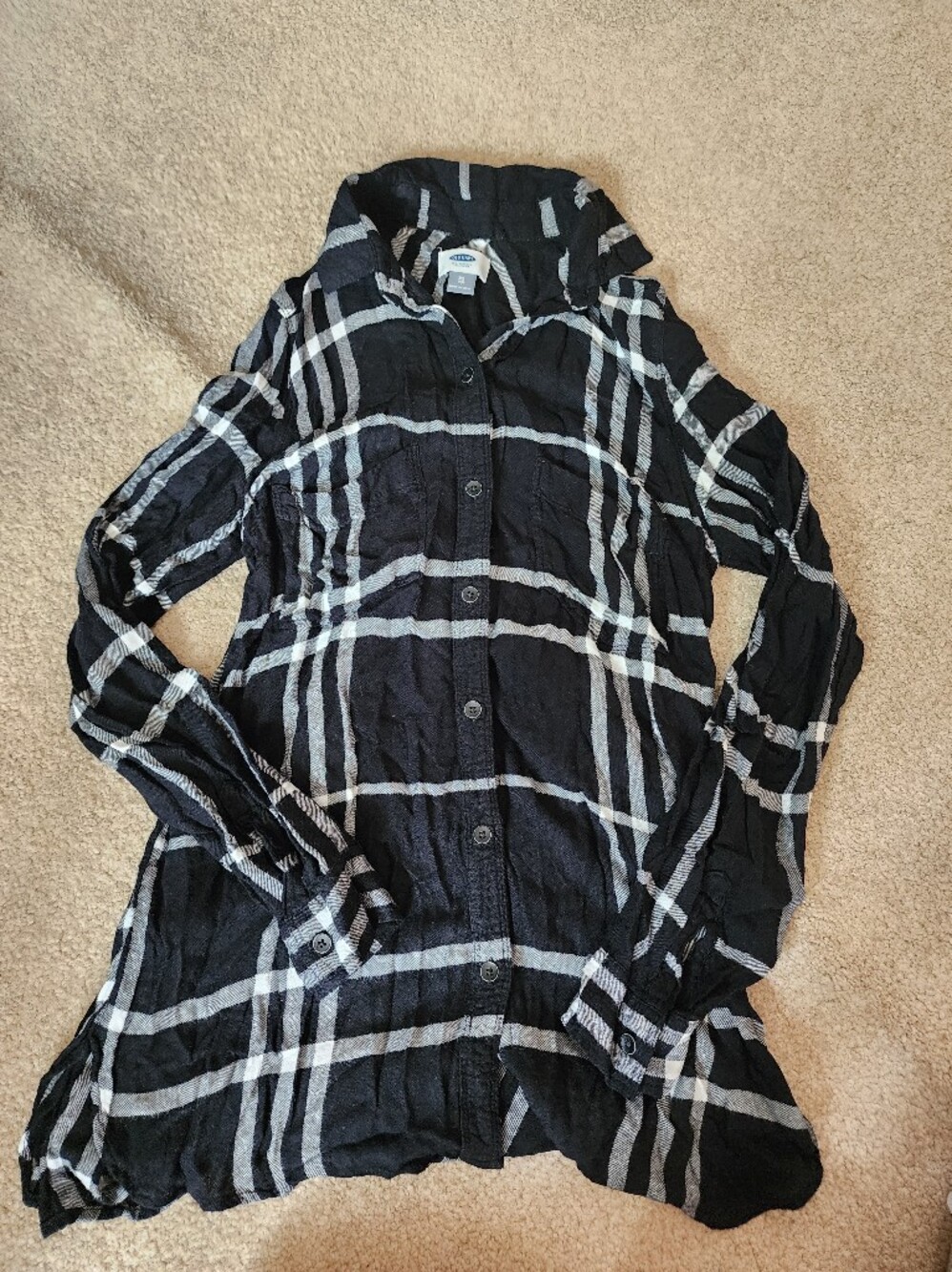 Old Navy Black and White Striped Button-Front Dress